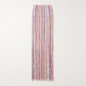 MISSONI Mare fringed striped metallic crochet-knit maxi dress coverup